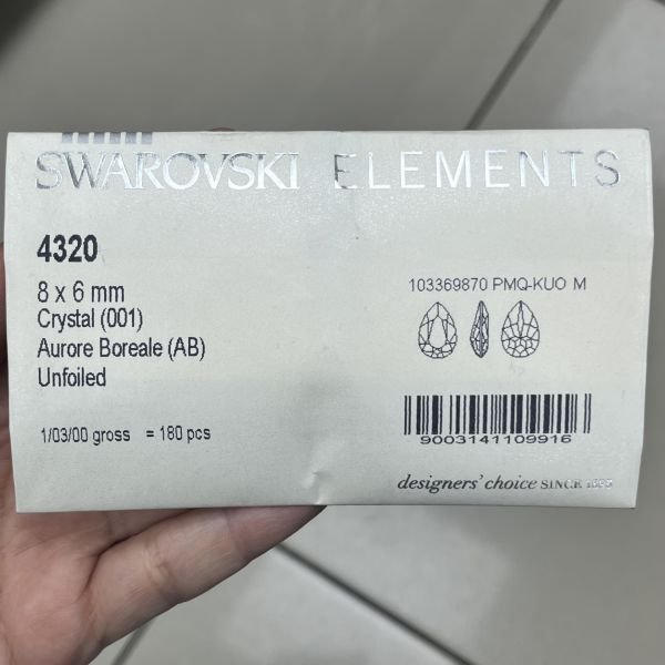 4320 8x6mm Crystal AB (001AB) Unfoiled - Janjan Drop Shaped Stone