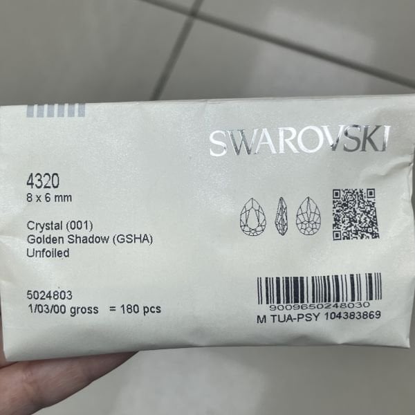 Swarovski 4320 Damla 8x6mm Crystal Golden Shadow (001GSHA) Foyasız - Damla Şekilli Taş