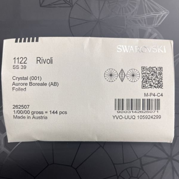 1122 SS39 Crystal AB (001AB) Foyalı Mercimek Rivoli Kristal Taş - 12-72-144 Adetlik Paketler