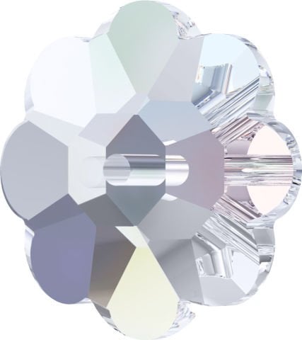 Swarovski 3700 Çiçek Lochrosen 8mm Crystal AB (001AB) - Janjan Efektli Ortadan Delikli Dikme Taş