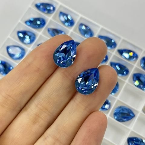 Swarovski 4320 Şekilli Damla Taş 14x10mm Recreated Ice Blue (1405)  F - Damla Şekilli Buz Mavisi Kristal Taş