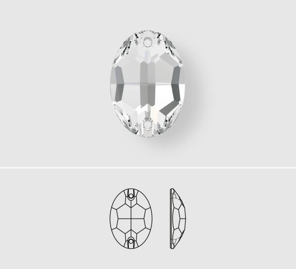 3210 10x7 Crystal (001) Foiled - Foyalı Oval Dikme Kristal Taş