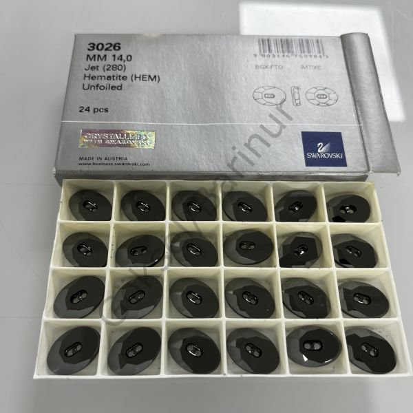 3026 20x14mm Jet Hematite (280HEM) - Metalik Siyah Oval Düğme