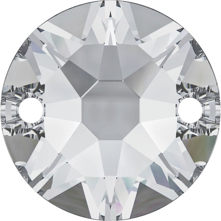 3288 8mm Crystal (001) Foiled - Round Two Hole White Post Stone