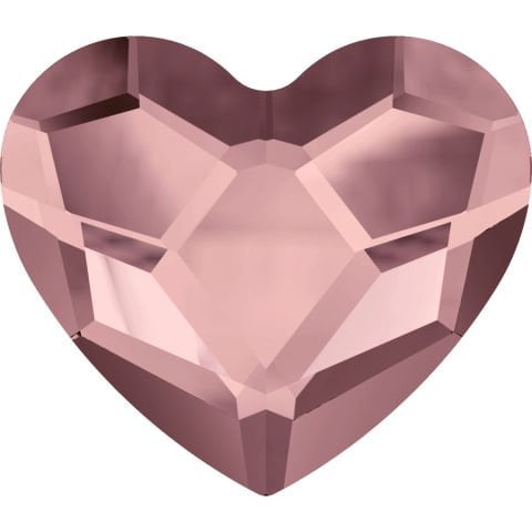 Swarovski 2808 Kalp 3,6mm Dark Rose (1201) Foyalı - Koyu Pembe Kalp Altı Düz Mini Kristal Taş