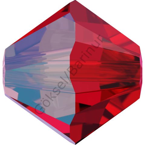 5328 4mm Light Siam Shimmer (227SHIM) - Kırmızı Parlak Bicone Kesme Boncuk