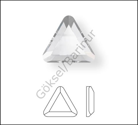 2711 6mm Jet Hematite (280HEM) Hotfix - Ütüyle Yapışan Üçgen Beyaz Kristal Taş