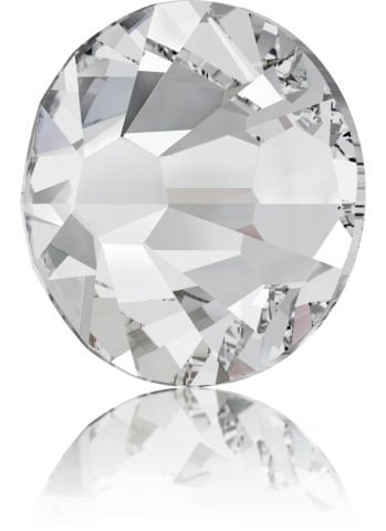 2058 SS7 Crystal (001) Foyalı - Yuvarlak Beyaz Renkli Altı Düz Camtaş
