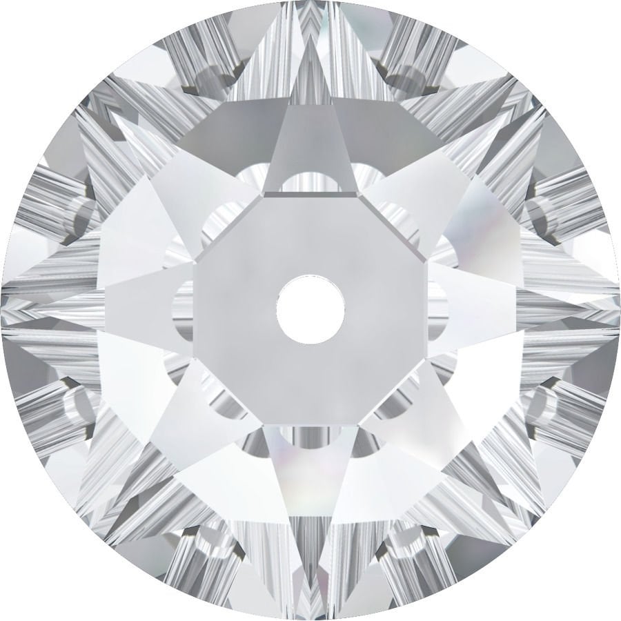 3188 8mm Crystal (001) F - Ortadan Delikli Foyalı Beyaz Dikme Taş