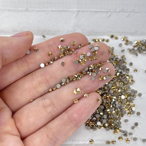 Swarovski 2058 Altı Düz SS 7 Crystal Aurum F (001 AUR) - Yuvarlak Altın Rengi Kristal Taş