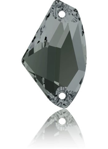 3256 Galactic 14x8.5mm Black Diamond (215) Foiled - Foiled Galactic Shaped Smoke Colored Sewing Stone