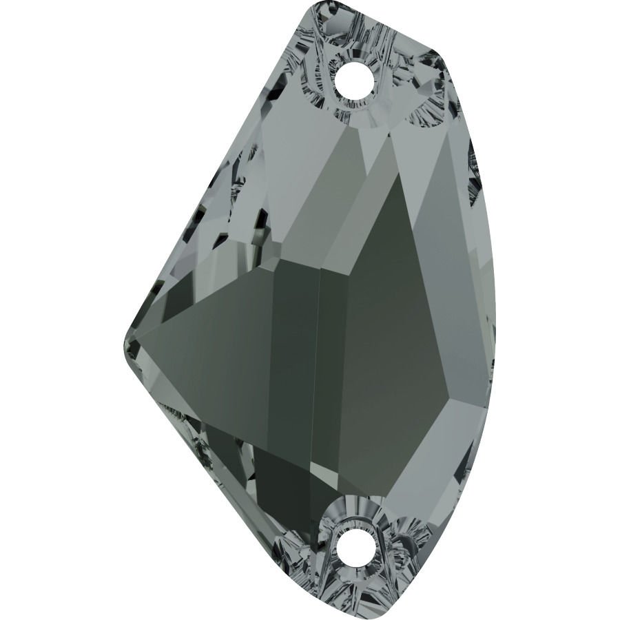 3256 Galactic 14x8.5mm Black Diamond (215) Foiled - Foiled Galactic Shaped Smoke Colored Sewing Stone