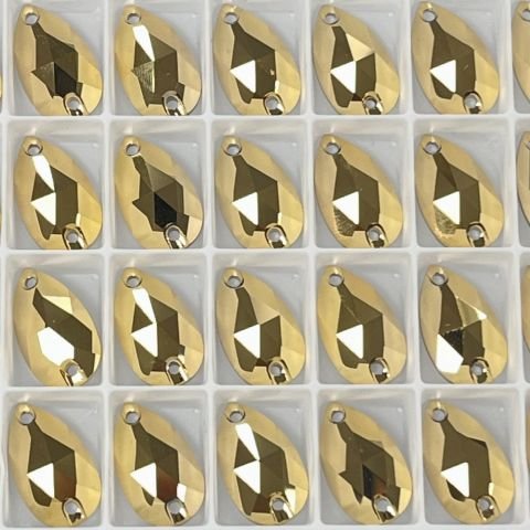 Swarovski 3230 Damla Dikme 18x10,5mm Crystal Aurum F (001 AUR)  - Altın Renk Dikilebilir Kristal Taş