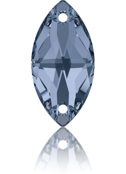 3223 12x6mm DENIM BLUE (266) - Mekik Şekilli Kot Mavisi Dikme Kristal Taş