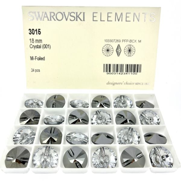 3015 18mm Crystal (001) M Kristal Düğme