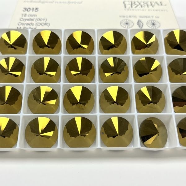 Swarovski 3015 Düğme 18mm Crystal Dorado (001DOR) Parlak Altın Renkli Kristal Düğme