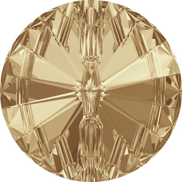 Swarovski 3015 Düğme 14mm Crystal Golden Shadow (001GSHA) - Rivoli Kesim Kristal Düğme