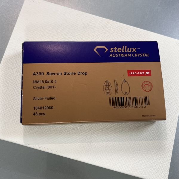 Stellux A330 18x10,5mm Crystal Foyalı - Damla Şekilli Dikme Taş