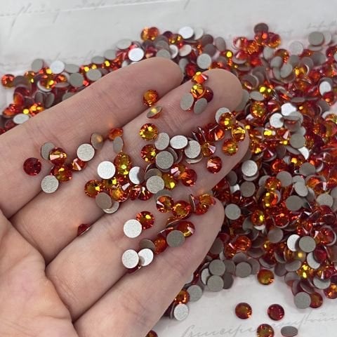 Swarovski 2058 SS20 Fireopal (237) Foyalı - Turuncu Kırmızı Renkli Altı Düz Camtaş