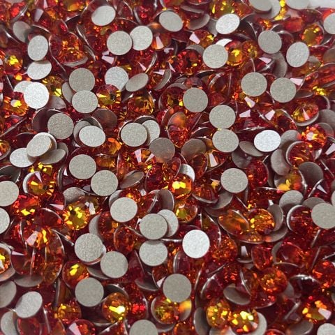 Swarovski 2058 SS20 Fireopal (237) Foyalı - Turuncu Kırmızı Renkli Altı Düz Camtaş