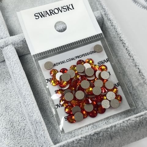Swarovski 2058 SS20 Fireopal (237) Foyalı - Turuncu Kırmızı Renkli Altı Düz Camtaş