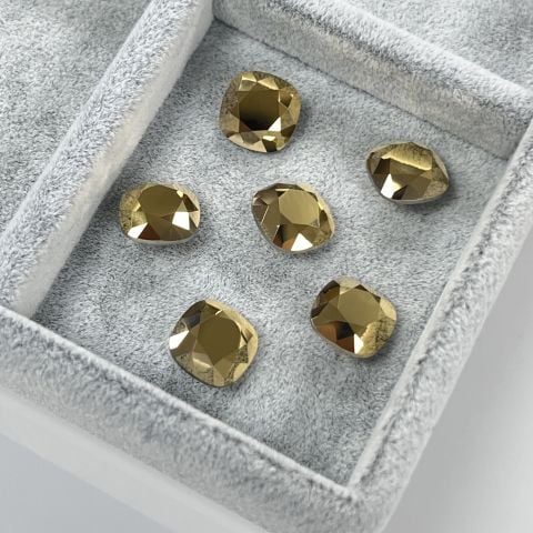 Swarovski 4470 Cushion Fancy 12mm Crystal Aurum F (001 AUR)  - Kare Şekilli Altın Renk Kristal Taş