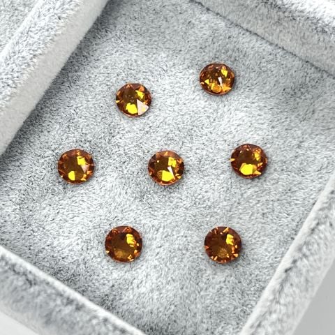 2088 SS30 Dark Orange (1202) F - Yuvarlak Koyu Turuncu Renkli Altı Düz Camtaş