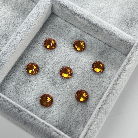 2088 SS34 Dark Orange (1202) F - Yuvarlak Koyu Turuncu Renkli Altı Düz Camtaş