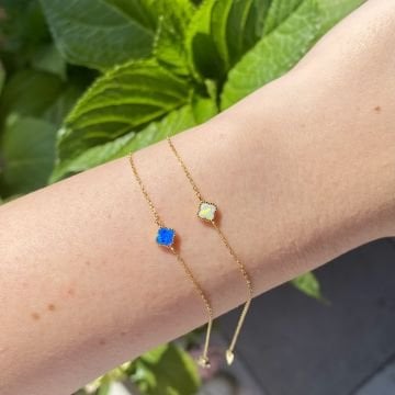 Minimal Opal Yonca Bileklik