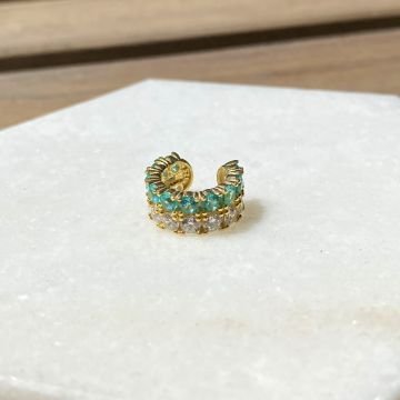 Turkaz ve Beyaz Taşlı Earcuff