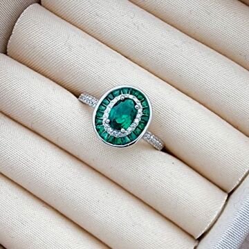 Yeşil Oval Cut Yüzük