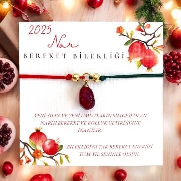 2025 Hediyelik Yeni Yıl Bereket Murano Nar Kartlı Bileklik