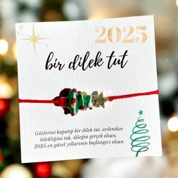 Yılbaşı Hediyelik 2025 Yeniyıl Murano Cam Yılbaşı Ağacı Dilek Bilekliği