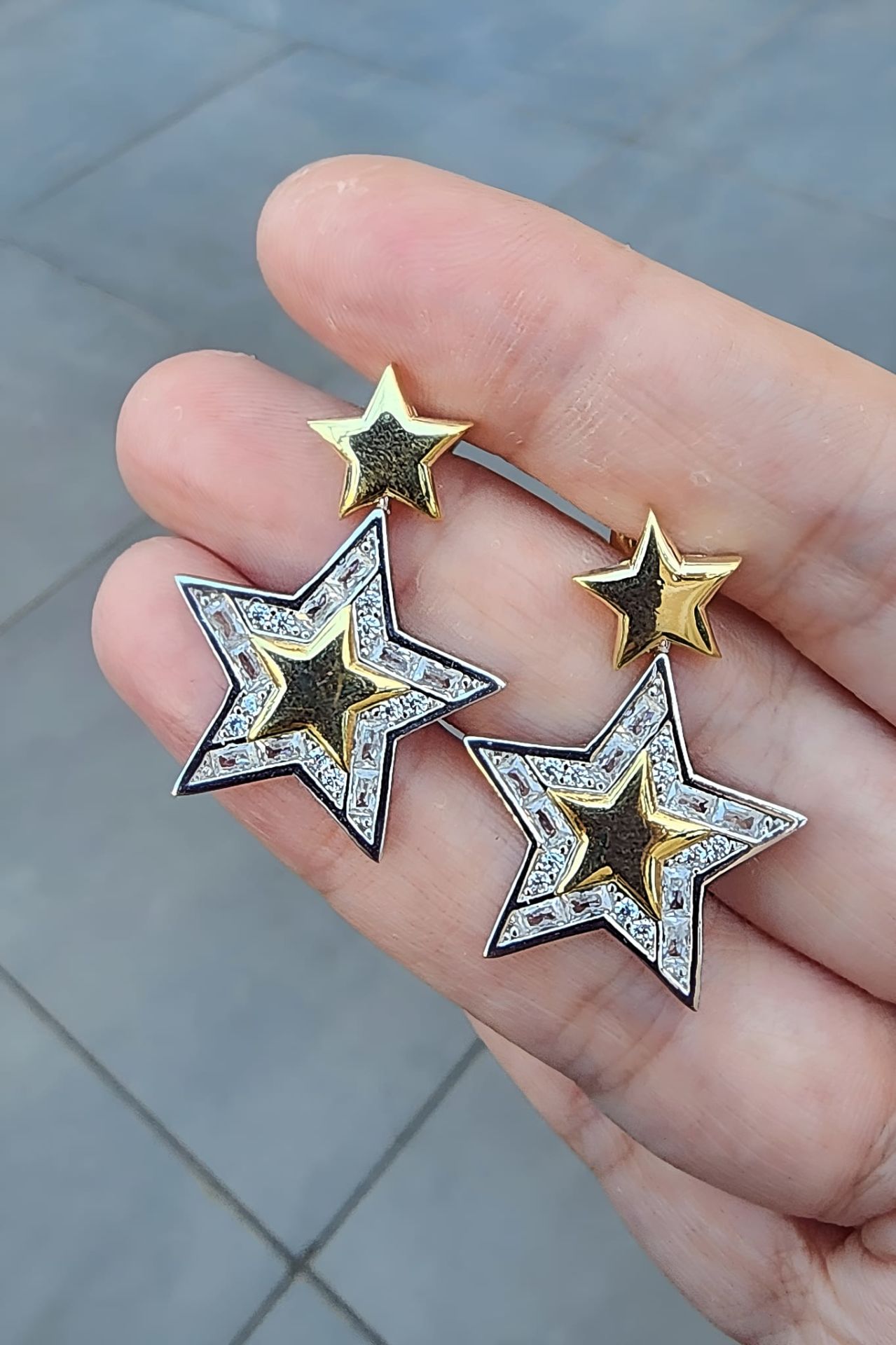 Stars Yıldız Parlak Küpe Gold