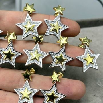 Stars Yıldız Parlak Küpe Gold