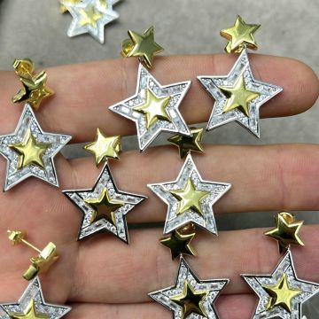 Stars Yıldız Parlak Küpe Gold