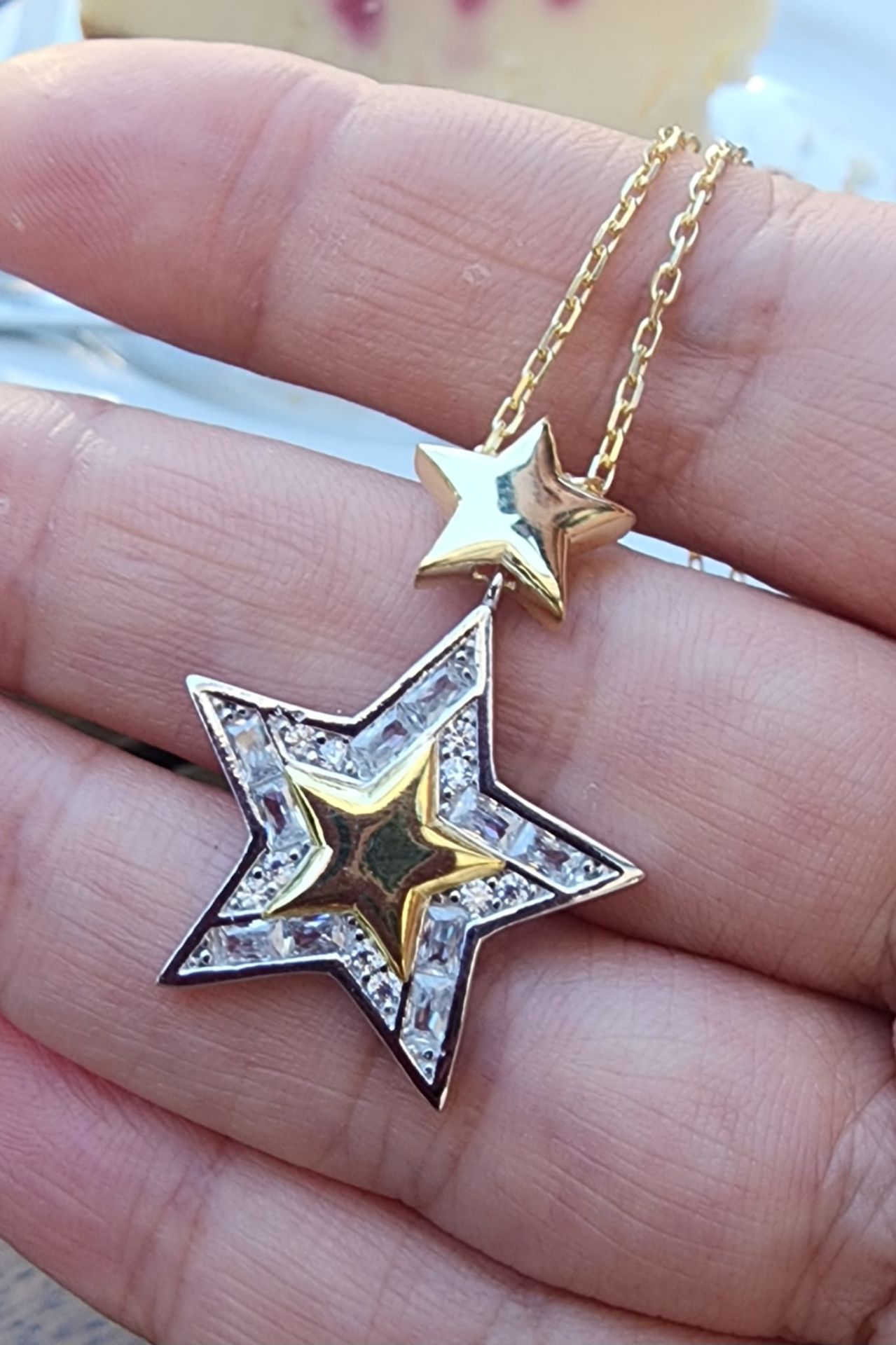 Stars Yıldız Parlak Kolye Gold