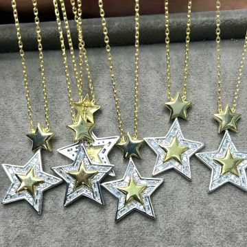 Stars Yıldız Parlak Kolye Gold