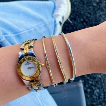 Baget Taşlı Su Yolu Bileklik Gold