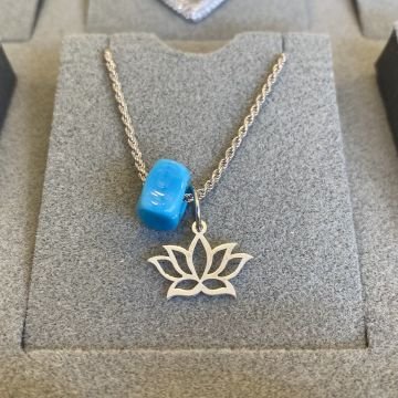 Mavi Boncuklu Lotus Kolye