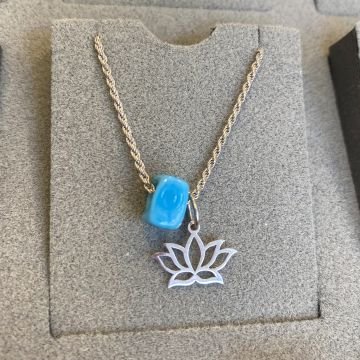 Mavi Boncuklu Lotus Kolye
