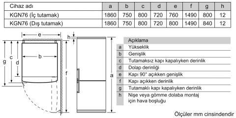 Bosch KGN76CWE0N Kombi No Frost Buzdolabı