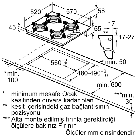 Bosch POH7C2O12O 67 cm Beyaz Cam Ankastre Ocak