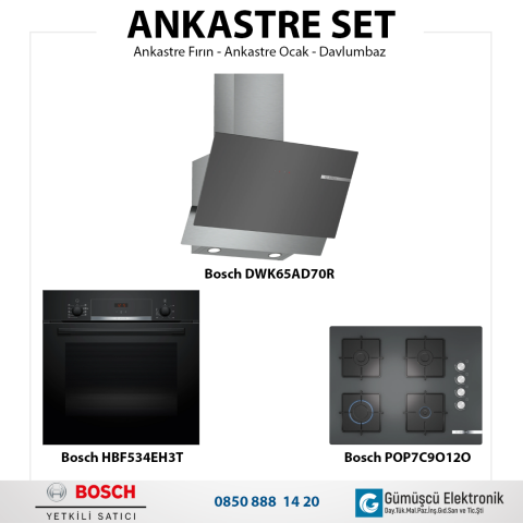 Bosch Ankastre Set HBF534EH3T, POP7C9O12O, DWK65AD70R