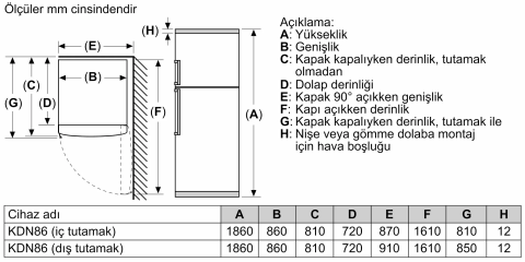 Bosch KDN86AWE0N Çift Kapılı No Frost Buzdolabı