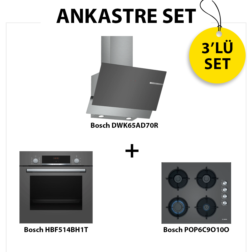 Bosch Ankastre Set HBF514BH1T, POP6C9O10O, DWK65AD70R