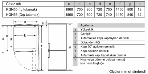 Bosch KGN55VIE0N Kombi No Frost Buzdolabı