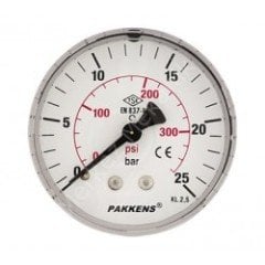 PAKKENS Arkadan Bağlantılı Ø63mm Manometreler KL2,5 -Metal Gövde