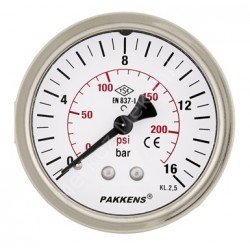 PAKKENS Panotip Bağlantılı Ø63mm Manometreler KL2,5 -Metal Gövde