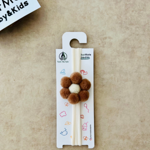 Kahve&Ekru Ponponlu Papatya Saç Bandı